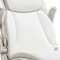 Serta Smart Layers Brinkley Ergonomic Bonded Leather High-Back Executive Chair, White/Silver -office furniture sale f565374921abe4da203a4a9658952a9ea0