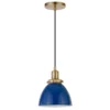 Madison 8" Wide Pendant With Metal Shade In Blue/Brass/Blue