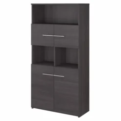 Bush Business Furniture Office 500 5 Shelf Bookcase With Doors In Storm Gray