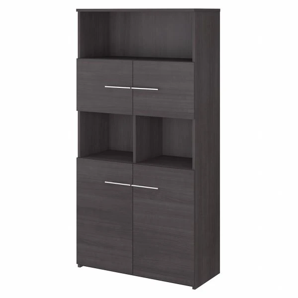 Bush Business Furniture Office 500 5 Shelf Bookcase With Doors In Storm Gray 1 Bush Business Furniture Office 500 5 Shelf Bookcase With Doors In Storm Gray