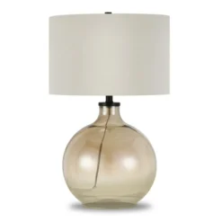 Laelia 24.75" Tall Table Lamp With Fabric Shade In Gold Luster Glass/White