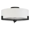 Hamlin 17" Wide 2-Light Semi Flush Mount With Fabric Shade In Blackened Bronze/White