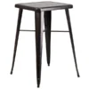 Aaron Commercial Grade 23.75" Square Black-Antique Gold Metal Indoor-Outdoor Bar Height Table