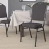 Flash Furniture HERCULES Series Crown Back Stacking Banquet Chair With Gray Fabric And 2.5'' Thick Seat - Silver Vein Frame