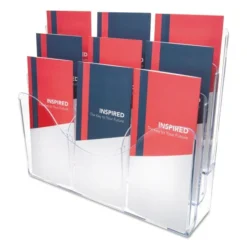 Deflecto 3-Tier Document Organizer W/6 Removable Dividers, 14w X 3.5d X 11.5h, Clear