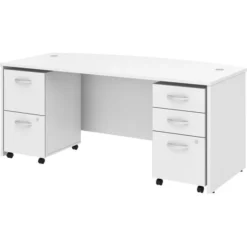Bush Business Furniture Studio C 72W X 36D Bow Front Desk With Mobile File Cabinets
