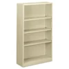 HON Metal Bookcase, Four-Shelf, 34.5w X 12.63d X 59h, Putty