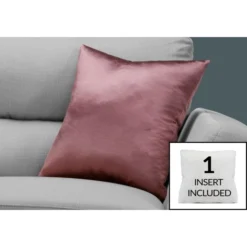 Monarch Specialties Pillows, 18 X 18 Square, Insert Included, Decorative Throw, Accent, Sofa, Couch, Bedroom, Pink Hypoallergenic Polyester, Modern