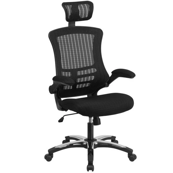 Flash Furniture High Back Mesh Executive Office Chair With Flip-Up Arms And Chrome-Nylon Designer Base 3 Flash Furniture High Back Mesh Executive Office Chair With Flip-Up Arms And Chrome-Nylon Designer Base - Image 3