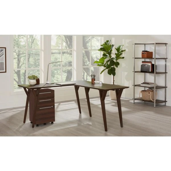 Trezza 62"W L-Shaped Desk, Light Oak 9 Trezza 62"W L-Shaped Desk, Light Oak - Image 9