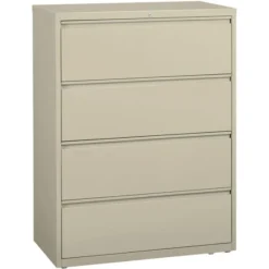 Lorell 4 Drawer Lateral File Cabinet, Letter/Legal/A4, 42" Wide, Putty