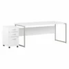 Bush Business Furniture Hybrid 72W X 36D Computer Table Desk With 3 Drawer Mobile File Cabinet In White