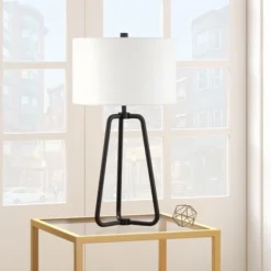 Marduk 25.5" Tall Table Lamp With Fabric Shade In Blackened Bronze/White 9 Marduk 25.5" Tall Table Lamp With Fabric Shade In Blackened Bronze/White -office furniture sale f882e30a292725277d6b7332584b324110