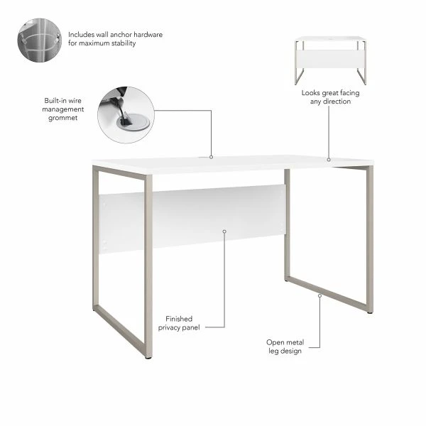 Bush Business Furniture Hybrid 48W X 30D Computer Table Desk With 3 Drawer Mobile File Cabinet In White 6 Bush Business Furniture Hybrid 48W X 30D Computer Table Desk With 3 Drawer Mobile File Cabinet In White - Image 6
