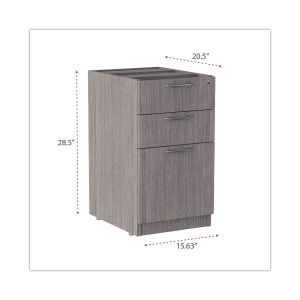 Alera Valencia Series Full Pedestal File, Left/Right, 3-Drawers: Box/Box/File, Legal/Letter, Gray, 15.63" X 20.5" X 28.5" 4 Alera Valencia Series Full Pedestal File, Left/Right, 3-Drawers: Box/Box/File, Legal/Letter, Gray, 15.63" X 20.5" X 28.5" - Image 4