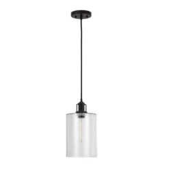 Nora 7.87" Wide Pendant With Glass Shade In Blackened Bronze/Seeded