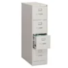 HON 310 Series 4-Drawer Vertical Metal File Cabinet, Letter, 52" Height, Full-Suspension, Light Gray