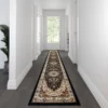 Mersin Collection Persian Style 3' X 15' Black Area Rug - Olefin Rug With Jute Backing - Hallway, Entryway, Bedroom, Living Room