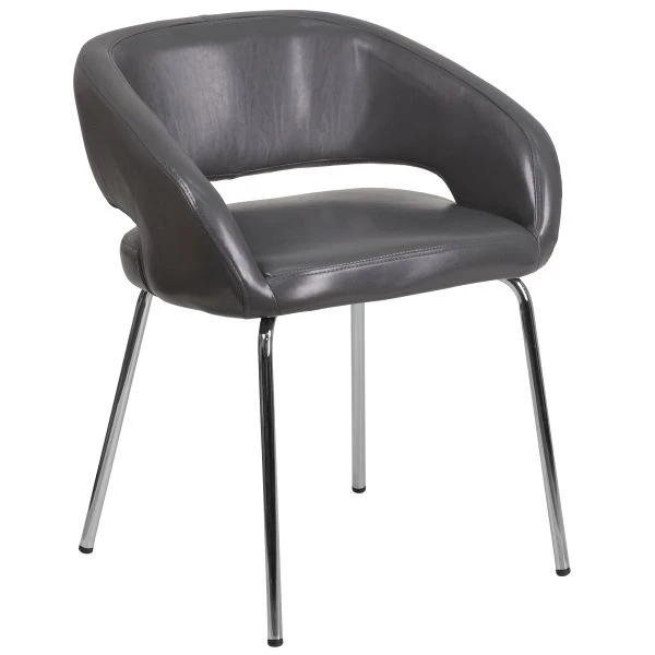 Flash Furniture Fusion Series Contemporary Gray Leather Side-Reception-Lounge Chair 2 Flash Furniture Fusion Series Contemporary Gray Leather Side-Reception-Lounge Chair - Image 2