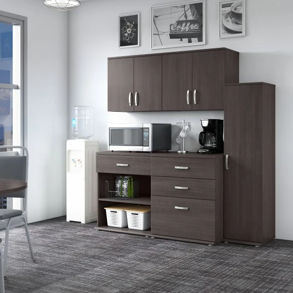 Bush Business Furniture Universal 72W 5 Piece Modular Storage Set With Floor And Wall Cabinets In Storm Gray 2 Bush Business Furniture Universal 72W 5 Piece Modular Storage Set With Floor And Wall Cabinets In Storm Gray - Image 2