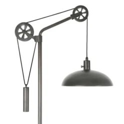 Neo Spoke Wheel Pulley System Floor Lamp With Metal Shade In Aged Steel/Aged Steel -office furniture sale fb4b1f9454e9ff70982f809e931ea2393b