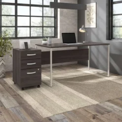Bush Business Furniture Hybrid 60W X 30D Computer Table Desk With 3 Drawer Mobile File Cabinet In Storm Gray -office furniture sale fb804796425cc1871fbd0247383332041a