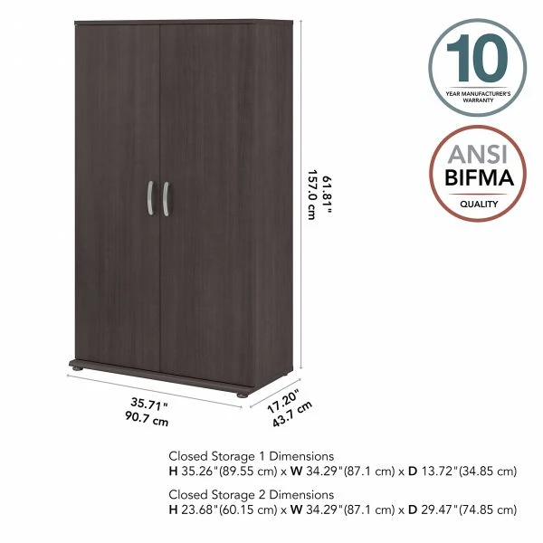 Bush Business Furniture Universal Tall Storage Cabinet With Doors And Shelves In Storm Gray 3 Bush Business Furniture Universal Tall Storage Cabinet With Doors And Shelves In Storm Gray - Image 3