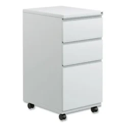 Alera File Pedestal With Full-Length Pull, Left/Right, 3-Drawers: Box/Box/File, Legal/Letter, Light Gray, 14.96" X 19.29" X 27.75"