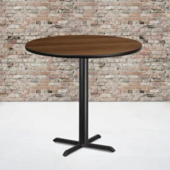 Stiles 42'' Round Walnut Laminate Table Top With 33'' X 33'' Bar Height Table Base