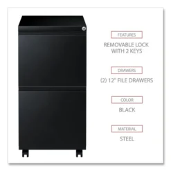 Alera File Pedestal With Full-Length Pull, Left Or Right, 2 Legal/Letter-Size File Drawers, Black, 14.96" X 19.29" X 27.75" -office furniture sale fcd36bd5c0ae0a6e082c86e265beeb9198