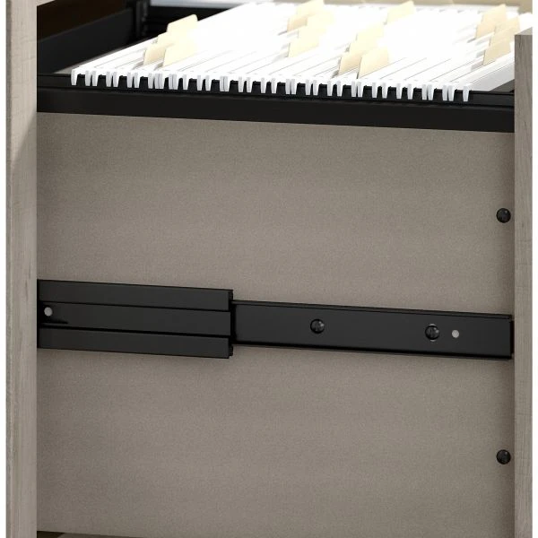 Bush Furniture Key West 60W L Shaped Desk With 2 Drawer Mobile File Cabinet In Washed Gray 3 Bush Furniture Key West 60W L Shaped Desk With 2 Drawer Mobile File Cabinet In Washed Gray - Image 3