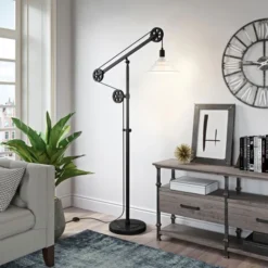 Descartes Pulley System Floor Lamp With Ribbed Glass Shade In Blackened Bronze/Clear 10 Descartes Pulley System Floor Lamp With Ribbed Glass Shade In Blackened Bronze/Clear -office furniture sale fd769991d6236c0cad6d16ce30fb7f74e7