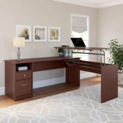 Bush Furniture Cabot 72W 3 Position L Shaped Sit To Stand Desk In Harvest Cherry 9 Bush Furniture Cabot 72W 3 Position L Shaped Sit To Stand Desk In Harvest Cherry -office furniture sale fd8df99d238babef9cfcd0fb2feed4090d