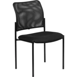 Flash Furniture Black Mesh Comfortable Stackable Steel Side Chair