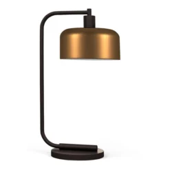 Cadmus 20.5" Tall Table Lamp With Metal Shade In Blackened Bronze/Brass/Brass