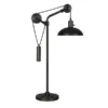 Neo 33.5" Tall Solid Wheel Pulley System Table Lamp With Metal Shade In Blackened Bronze/Blackened Bronze
