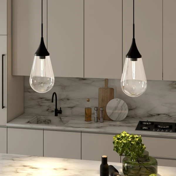 Ambrose 8.63" Wide Pendant With Glass Shade In Blackened Bronze/Clear 6 Ambrose 8.63" Wide Pendant With Glass Shade In Blackened Bronze/Clear - Image 6
