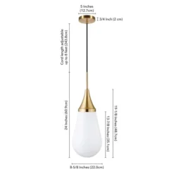 Ambrose 8.63" Wide Pendant With Glass Shade In Brass/Milk White -office furniture sale fe345a7928dc2e1e54d5464890a7251a7c