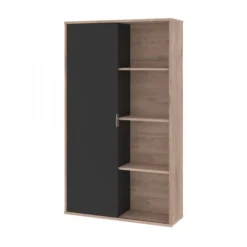 Bestar Aquarius Bookcase With Sliding Door - Rustic Brown & Graphite