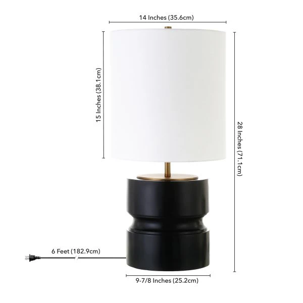 Pax 27" Tall Table Lamp With Fabric Shade In Matte Black/Brass 4 Pax 27" Tall Table Lamp With Fabric Shade In Matte Black/Brass - Image 4