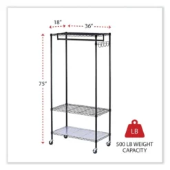 Alera Wire Shelving Garment Rack, 30 Garments, 36w X 18d X 75h, Black -office furniture sale ff478238b782fb8c7f763ce71d945f2ba5
