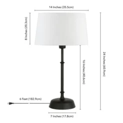 Derek 24.25" Tall Table Lamp With Fabric Shade In Blackened Bronze/White 9 Derek 24.25" Tall Table Lamp With Fabric Shade In Blackened Bronze/White -office furniture sale ff85b926f2ba6a4d336b7cf207ec994433