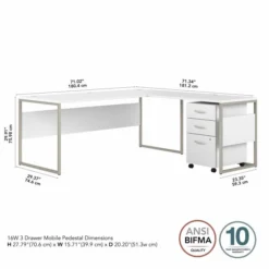 Bush Business Furniture Hybrid 72W X 30D L Shaped Table Desk With Mobile File Cabinet In White -office furniture sale ffc5591e49183d04c0b3385fe8b3f53193