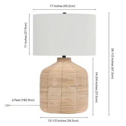 Jolina 27" Tall Oversized/Rattan Table Lamp With Fabric Shade In Natural Rattan/White -office furniture sale ffd14199c4c8cb634b55c42f84356884f9