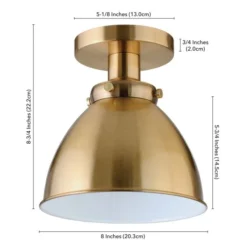 Madison 8" Semi Flush Mount With Metal Shade In Brushed Brass/Brushed Brass -office furniture sale fff42ad5f1f6f3839d71f9830b70b4601b
